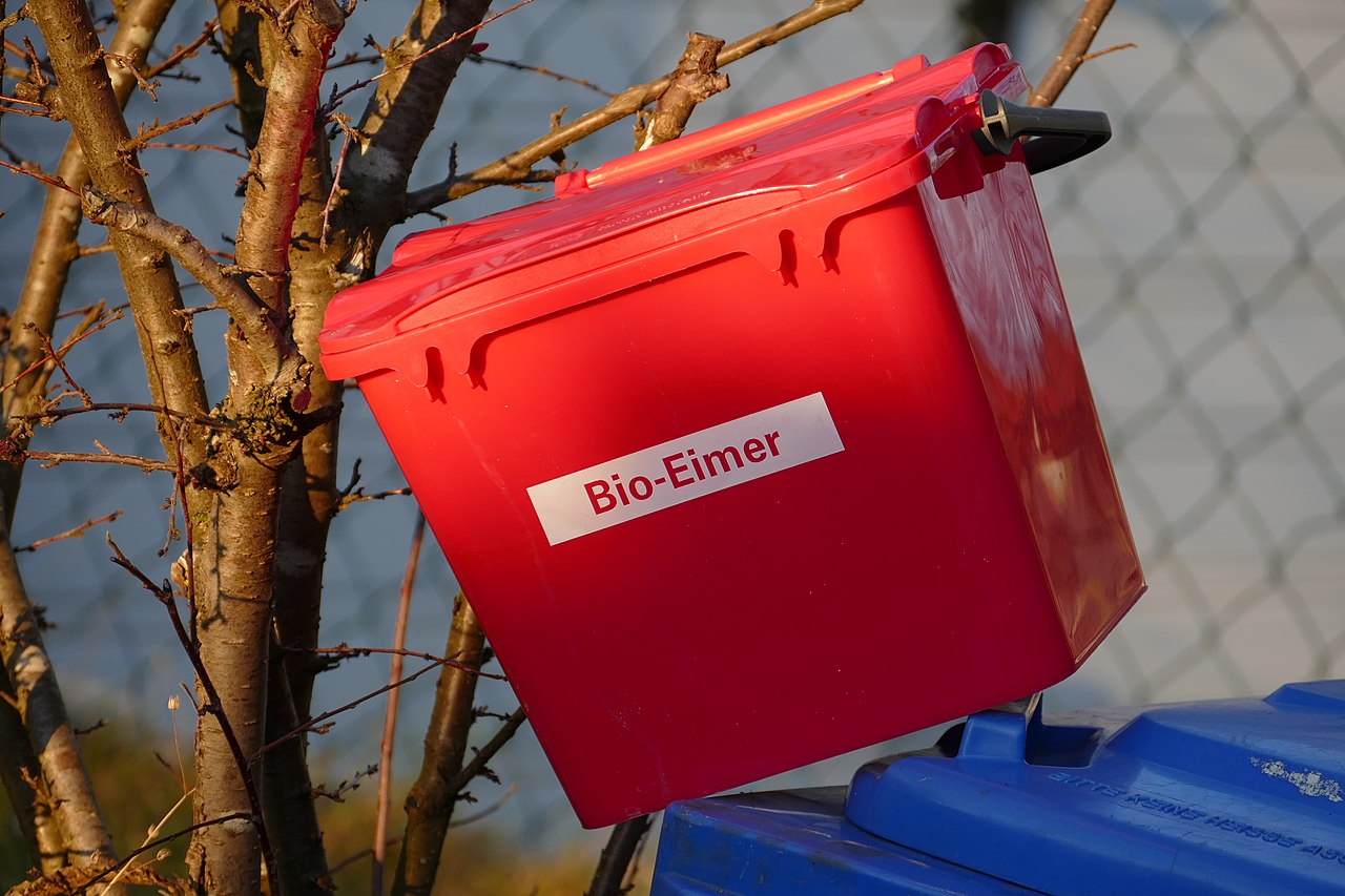 Closeup of a residential wheelie bin