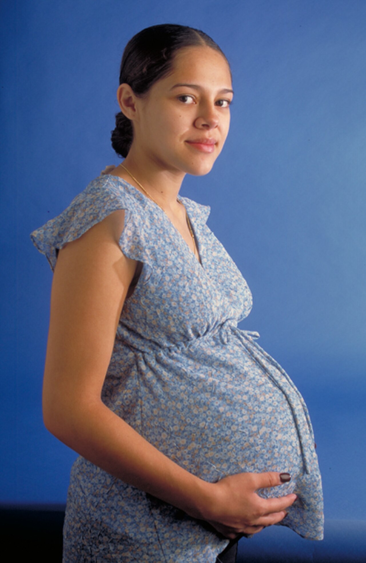 Pregnant woman at home